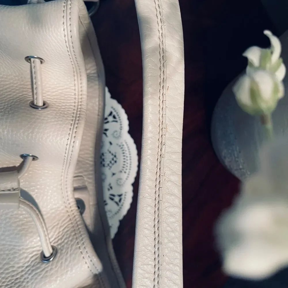 Cole Haan Elegant White Ivory Leather Bucket Bag